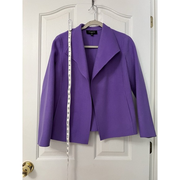 Talbots Purple 90% Wool Open Front Jacket Blazer, Small Petite Pockets Fall - Picture 6 of 7